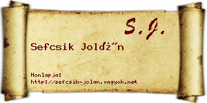 Sefcsik Jolán névjegykártya